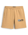Tobe Hose Studio Shorts in Beige aus Baumwolle mit Logo-Stickerei auf dem Oberschenkel und seitlichen Reißverschlüssen