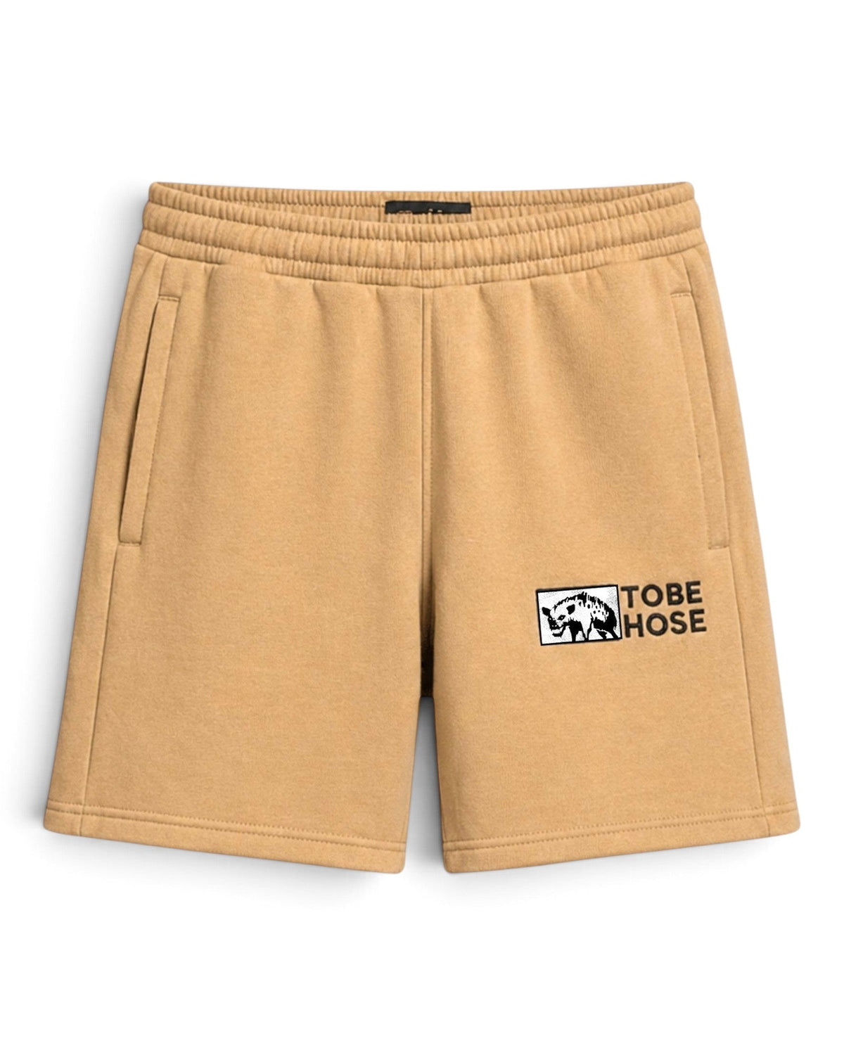Tobe Hose Studio Shorts in Beige aus Baumwolle mit Logo-Stickerei auf dem Oberschenkel und seitlichen Reißverschlüssen