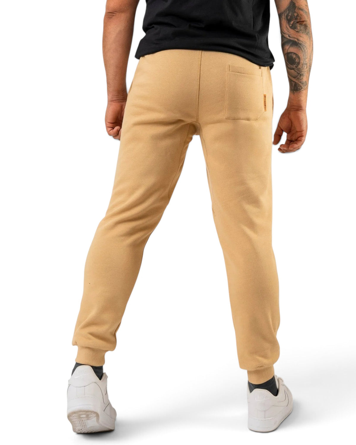Tobe Hose Studio Herren-Jogginghose in Beige mit Gesäßtasche und weichem Innenfutter für hohen Tragekomfort