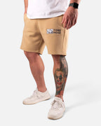 Tobe Hose Studio Shorts in Beige aus Baumwolle mit Logo-Stickerei auf dem Oberschenkel und seitlichen Reißverschlusstaschen