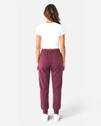 Tobe Hose Studio Damen-Jogginghose in Pflaume mit elastischem Bund, Gesäßtasche und Hyänen-Logo-Stickerei