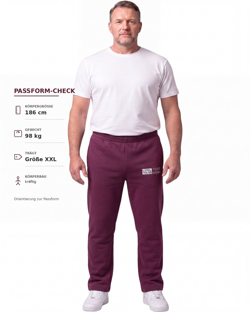 Tobe Hose Studio Herren-Jogginghose in Pflaume mit Hyänen-Logo, robustem Stoff und Reißverschlusstaschen