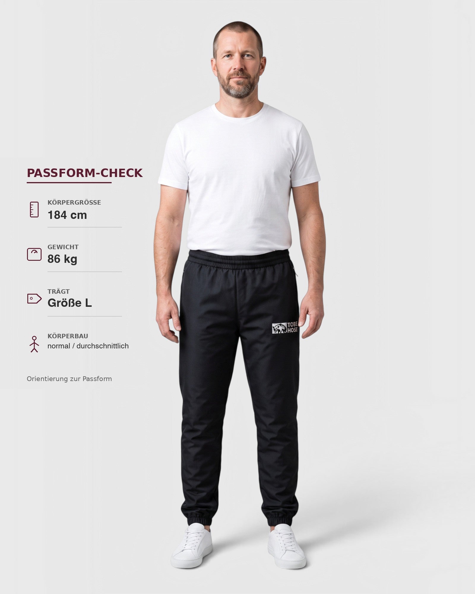 Tobe Hose Studio Herrenhose Luft in Schwarz aus robustem Nylon mit gesticktem Logo und Reißverschlusstaschen