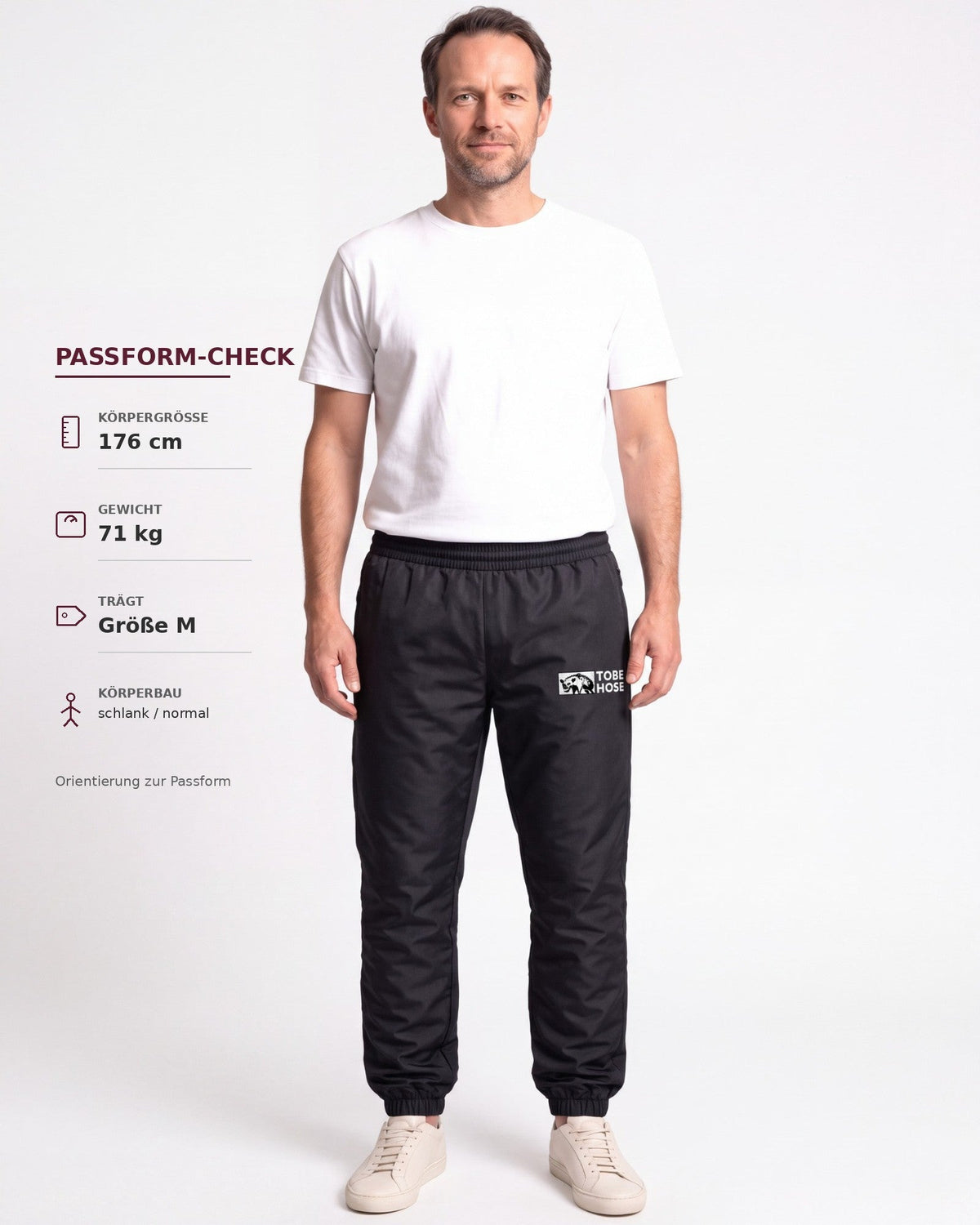 Tobe Hose Studio Herrenhose Luft in Schwarz aus robustem Nylon mit gesticktem Logo und elastischen Beinabschlüssen
