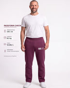 Tobe Hose Studio Herrenhose in Pflaume aus robustem Stoff mit Hyänen-Logo, Seitentaschen und bequemer Passform