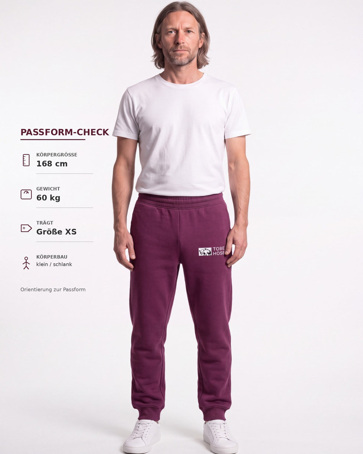 Tobe Hose Studio Herren-Jogginghose in Pflaume mit elastischem Bund, Reißverschlusstaschen und Hyänen-Logo-Stickerei