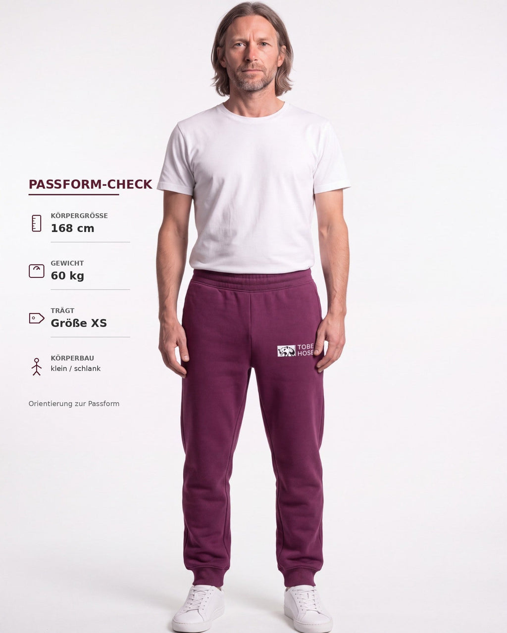 Tobe Hose Studio Herren-Jogginghose in Pflaume mit elastischem Bund, Reißverschlusstaschen und Hyänen-Logo-Stickerei