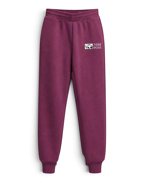 Tobe Hose Studio Herren-Jogginghose in Pflaume mit elastischem Bund, Reißverschlusstaschen und Hyänen-Logo-Stickerei