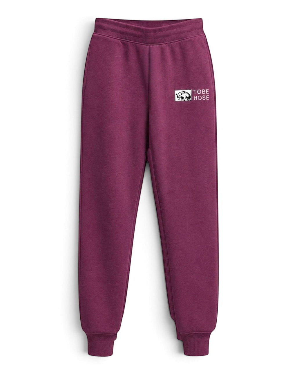 Tobe Hose Studio Herren-Jogginghose in Pflaume mit elastischem Bund, Reißverschlusstaschen und Hyänen-Logo-Stickerei
