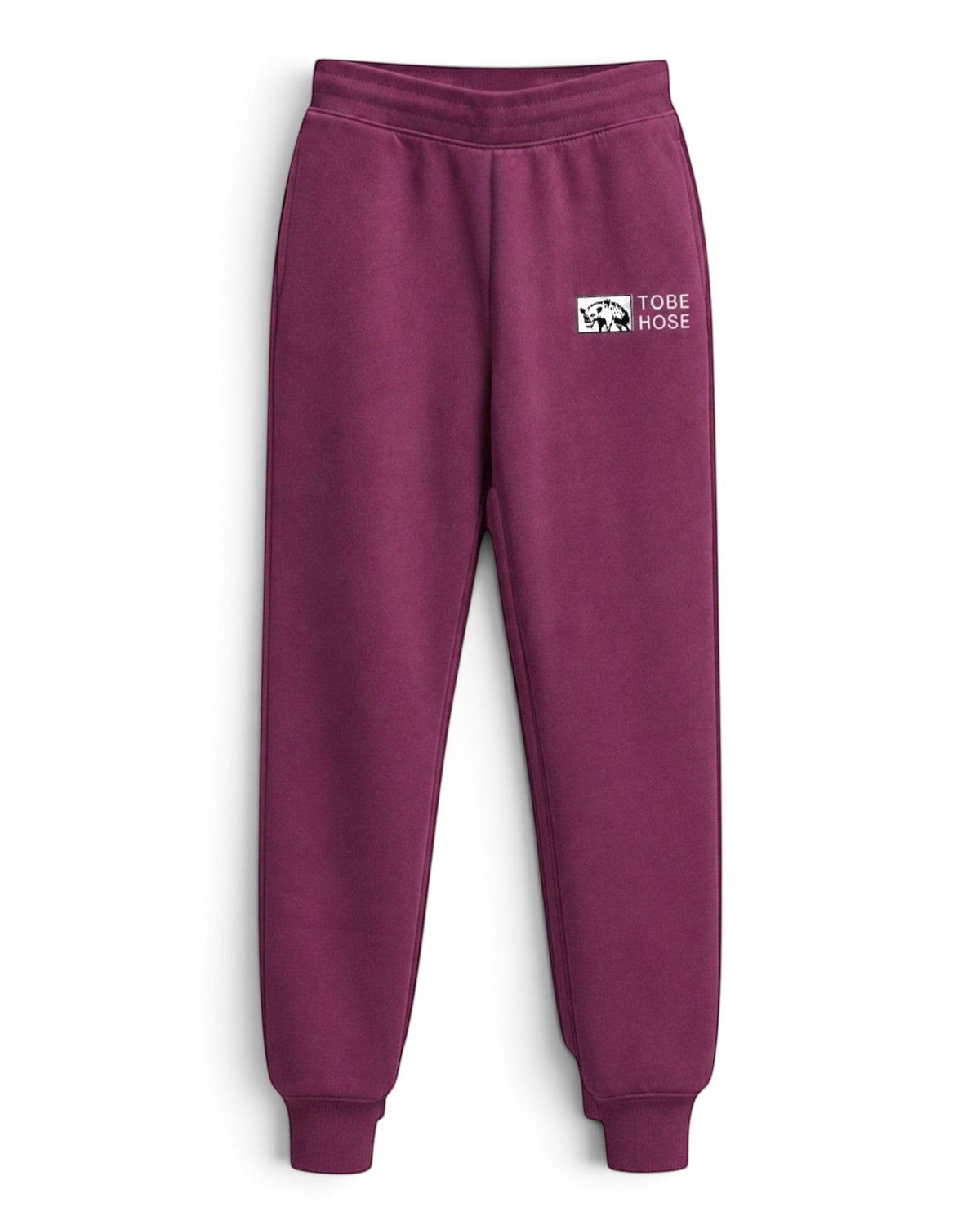 Tobe Hose Studio Herren-Jogginghose in Pflaume mit elastischem Bund, Reißverschlusstaschen und Hyänen-Logo-Stickerei