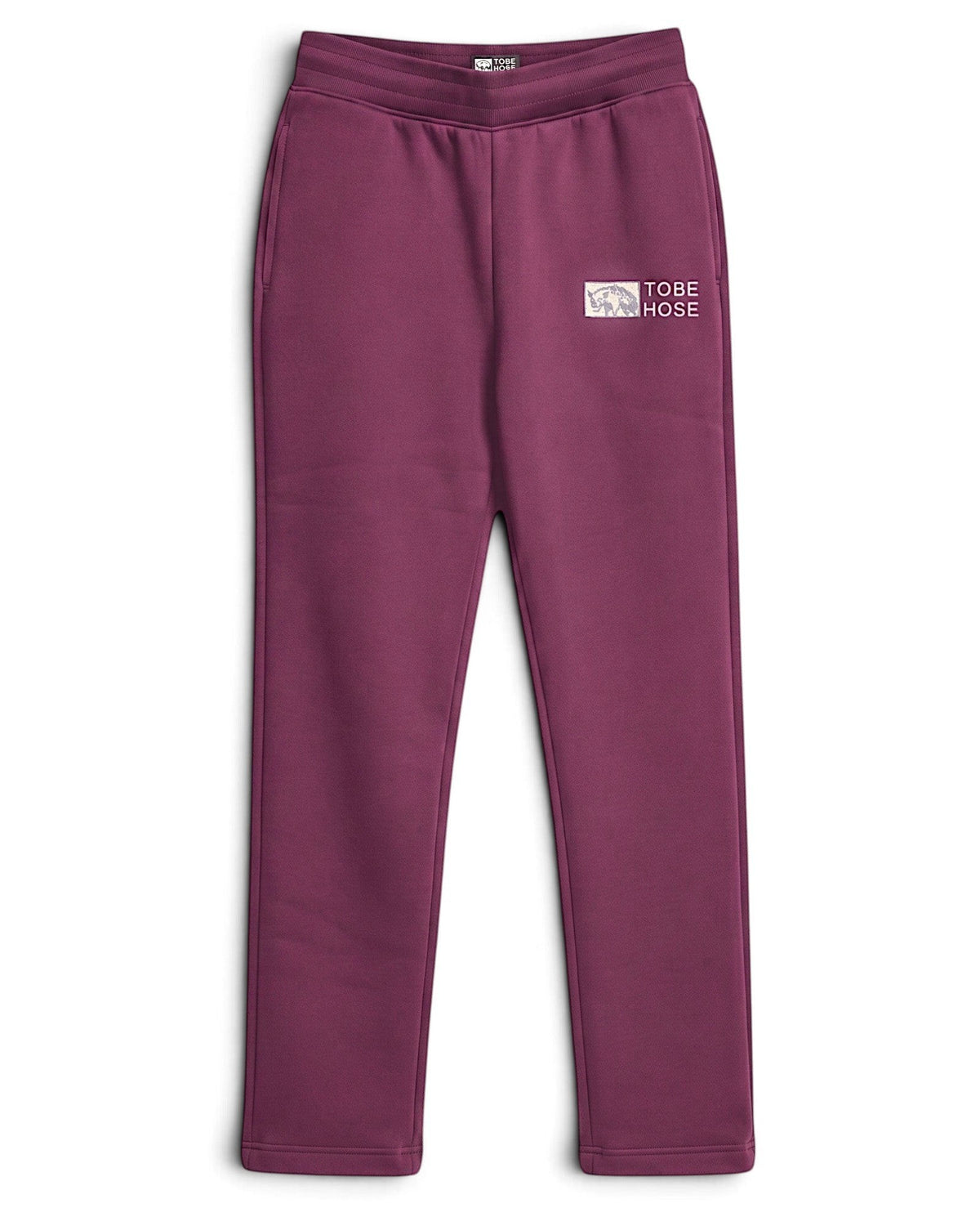 Tobe Hose Studio Herrenhose in Pflaume aus robustem Stoff mit Hyänen-Logo Stickerei und geradem Beinabschluss