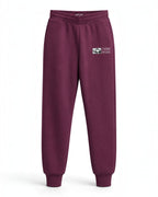 Tobe Hose Studio Damen-Jogginghose in Pflaume mit elastischem Bund, Reißverschlusstaschen und Hyänen-Logostickerei