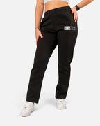Tobe Hose Studio Damen Jogginghose in Schwarz mit Hyänen-Logo Stickerei und geradem Beinabschluss ohne Bund