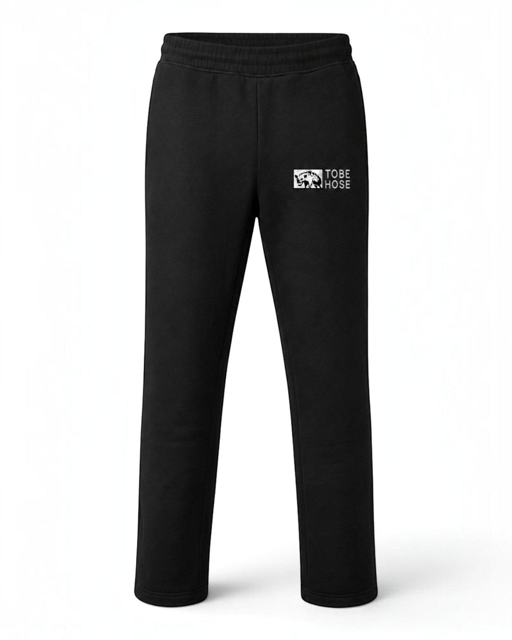 Schwarze Tobe Hose Studio Damen-Jogginghose aus dickem Stoff mit Hyänen-Logo Stickerei und geradem Beinabschluss