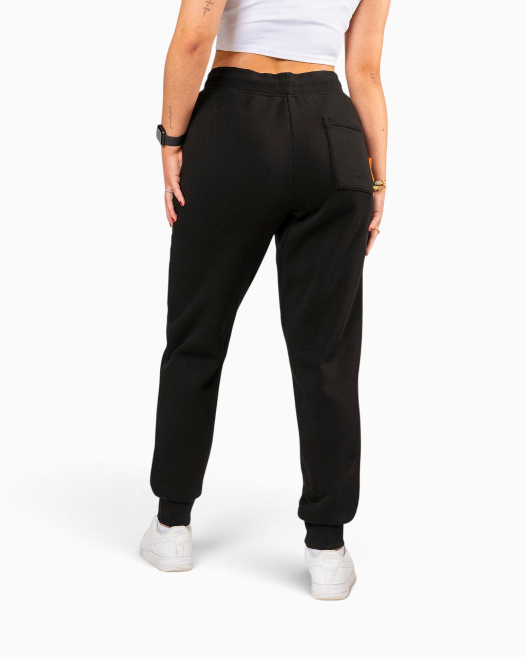 Tobe Hose Studio Damen Jogginghose in Schwarz mit elastischem Bund und Gesäßtasche, Rückansicht