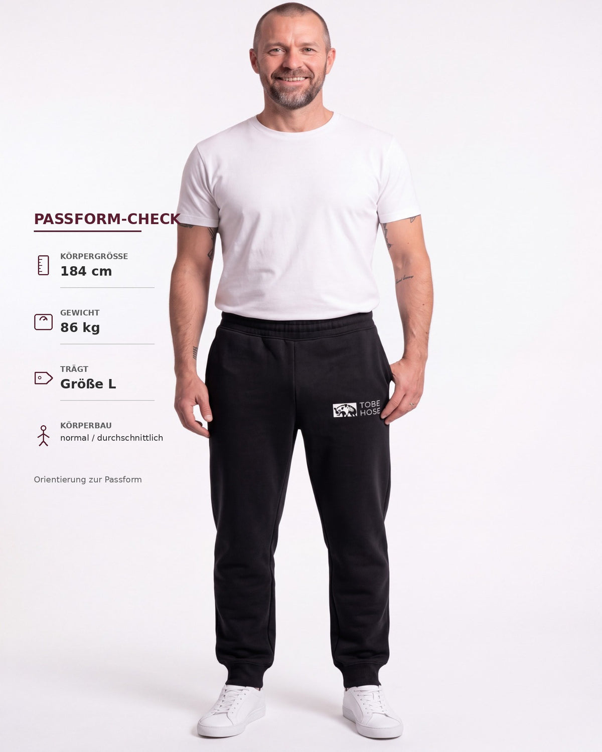 Tobe Hose Studio Herren-Jogginghose in Schwarz mit Hyänen-Logo, elastischem Bund und Reißverschlusstaschen