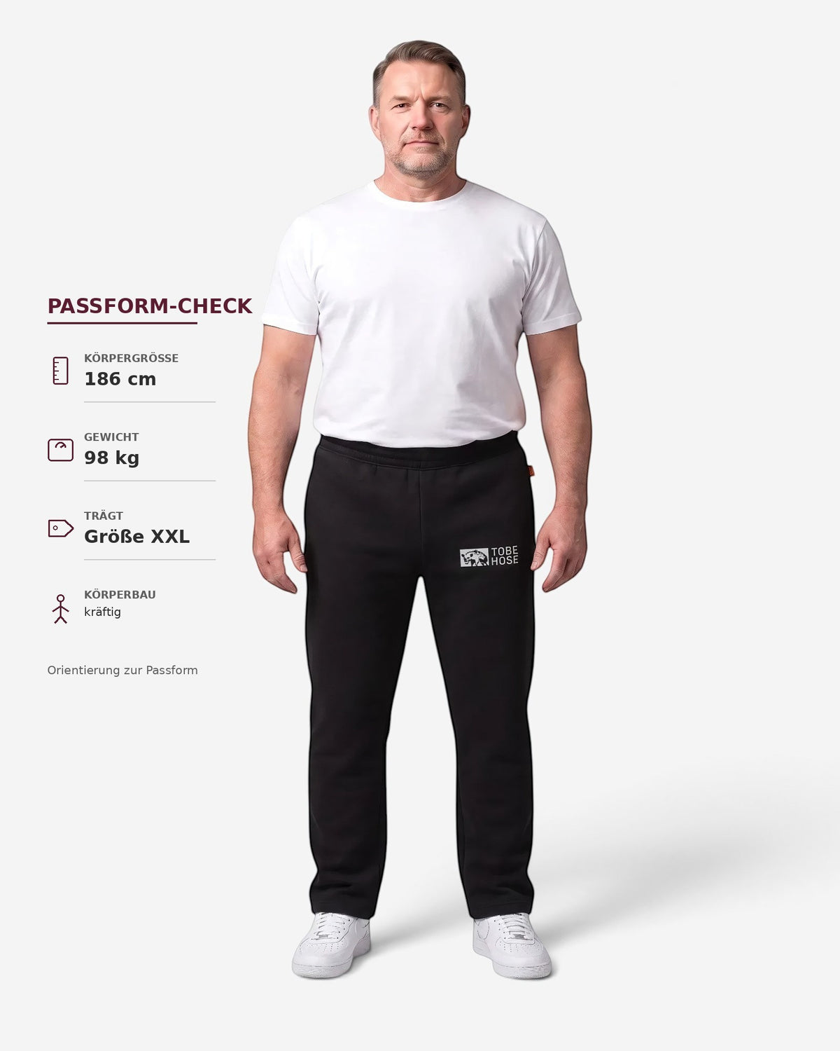 Tobe Hose Studio Herren-Jogginghose in Schwarz mit Hyänen-Logo, dickem Stoff und weicher Fütterung, Passform-Check