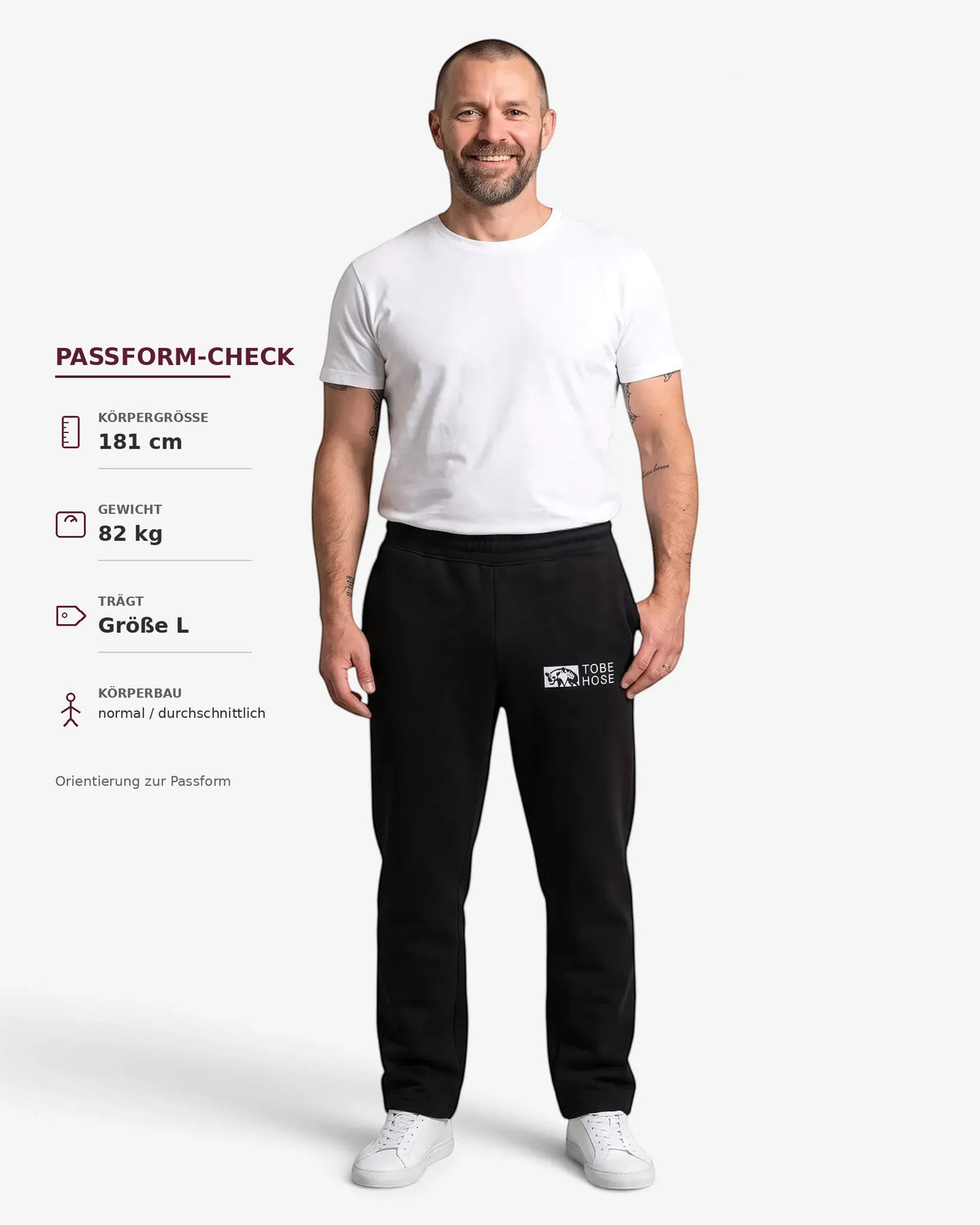 Tobe Hose Studio Herren-Jogginghose in Schwarz mit Hyänen-Logo-Stickerei, Seitentaschen und weichem Innenfutter