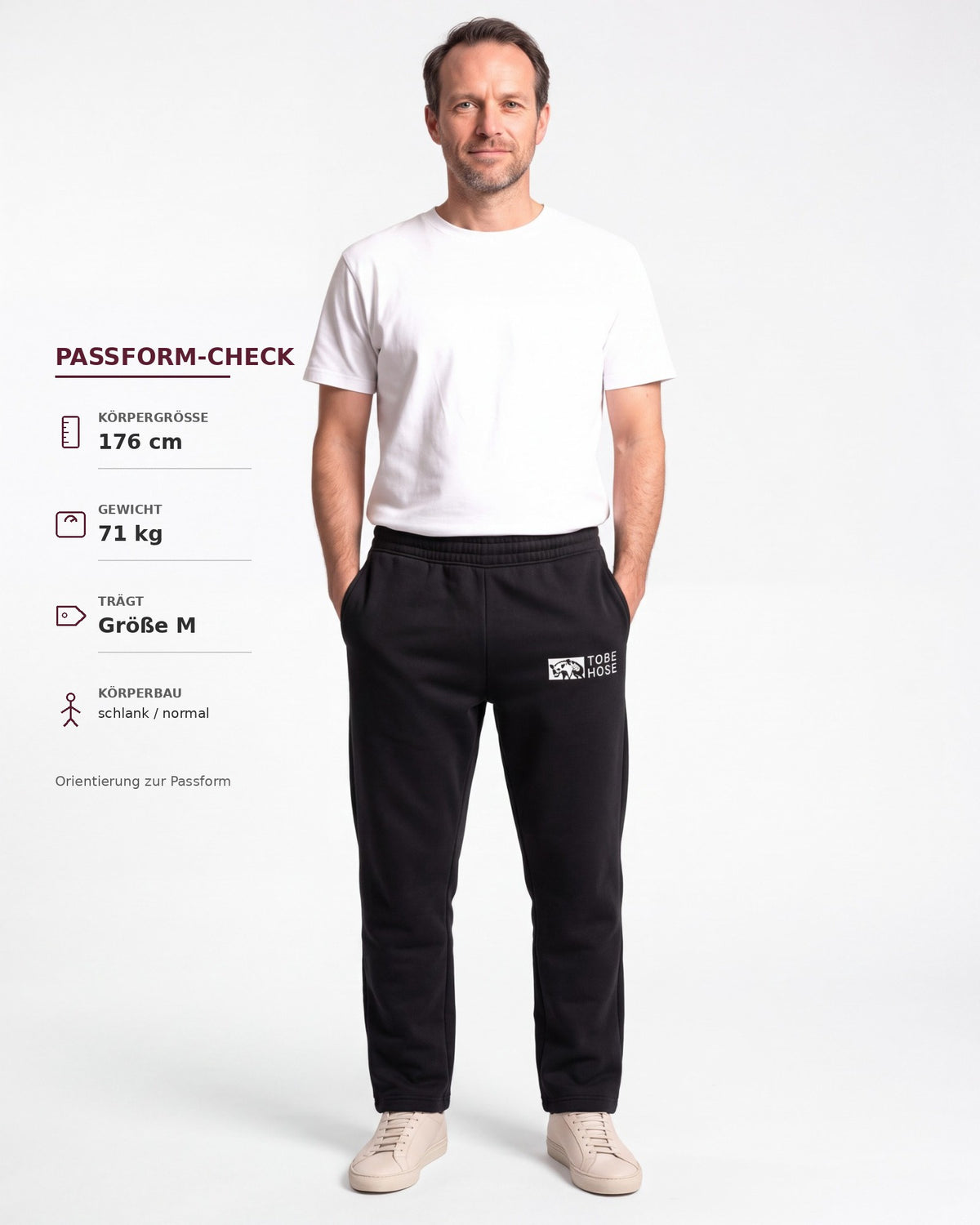 Tobe Hose Studio Herren-Jogginghose in Schwarz mit Hyänen-Stickerei, Seitentaschen und weichem Innenfutter