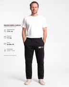 Tobe Hose Studio Herren-Jogginghose in Schwarz mit Hyänen-Stickerei, Seitentaschen und weichem Innenfutter
