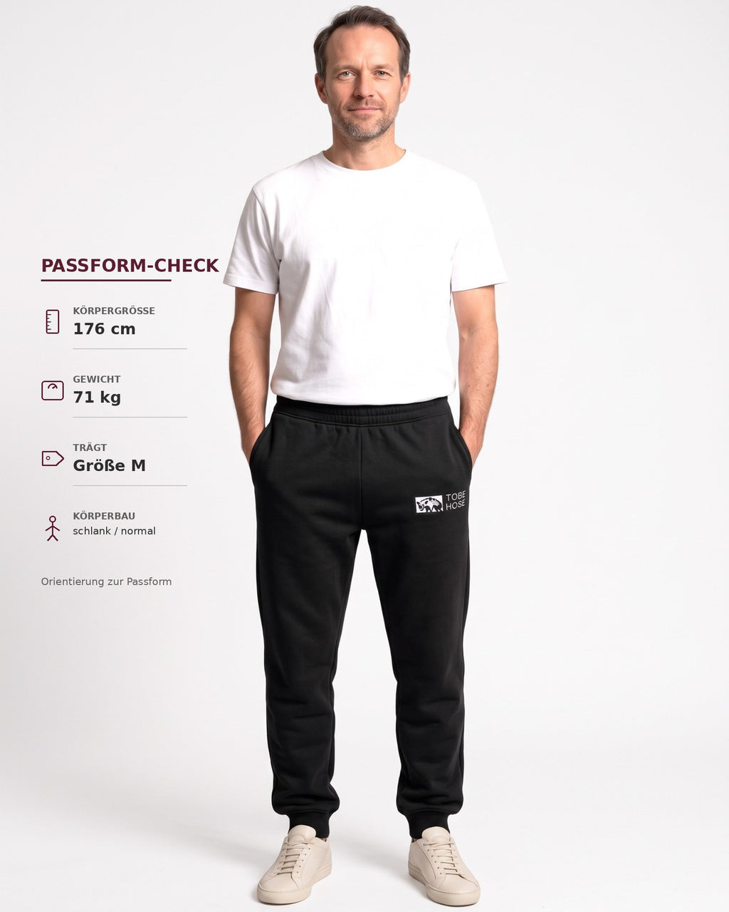 Tobe Hose Studio Herren-Jogginghose in Schwarz mit Hyänen-Logo, Seitentaschen und elastischem Bund