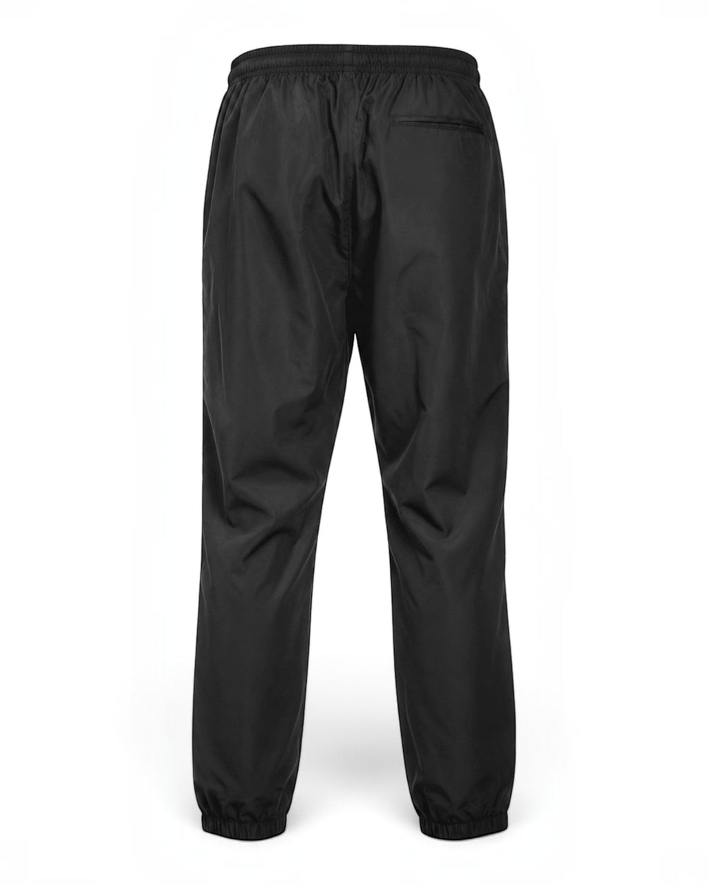 Rückansicht der schwarzen Tobe Hose Studio Luft Damen-Hose aus robustem Nylon mit Gesäßtasche und elastischem Bund