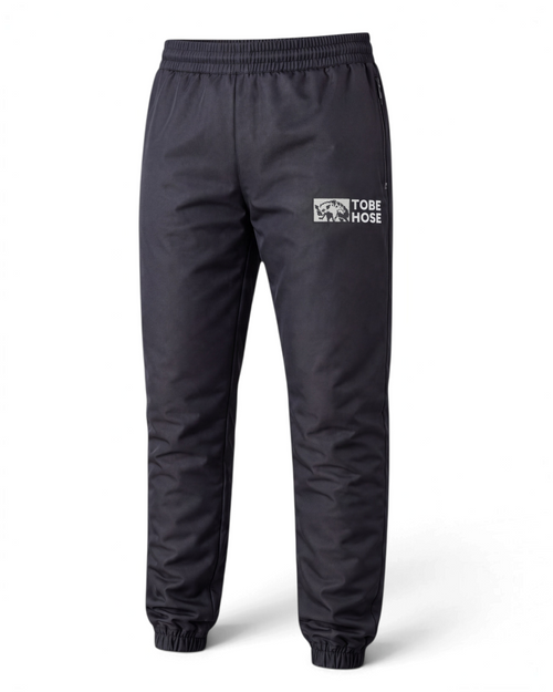 Schwarze Tobe Hose Studio Luft Trainingshose aus Polyester mit gesticktem Hyänen-Logo und Reißverschlusstaschen