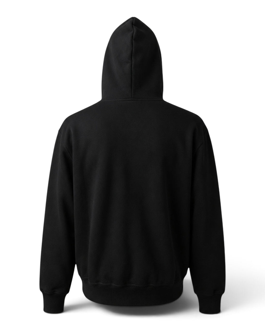 Rückansicht des schwarzen Tobe Hose Studio Zip-Hoodie Fels aus weichem, widerstandsfähigem Material mit Kapuze