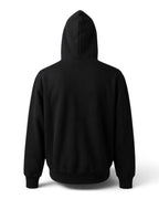 Rückansicht des schwarzen Tobe Hose Studio Zip-Hoodie Fels aus weichem, widerstandsfähigem Material mit Kapuze
